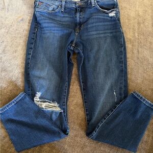 Hudson Jeans Women's Distressed Boyfriend Jeans - Dark Blue